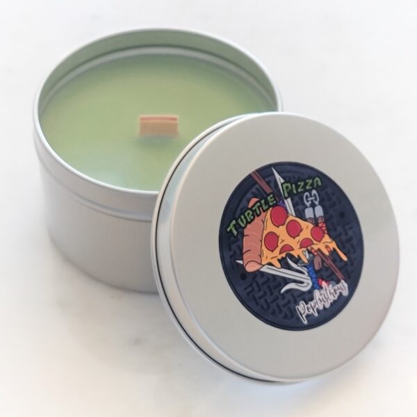 TURTLE PIZZA: Pizza Scented Wood Wick Soy Candle